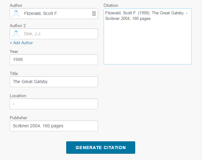 APA Software Free Citation Generator