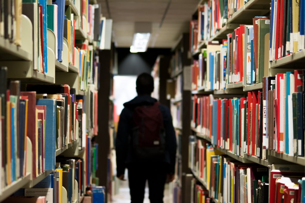 Student in the library