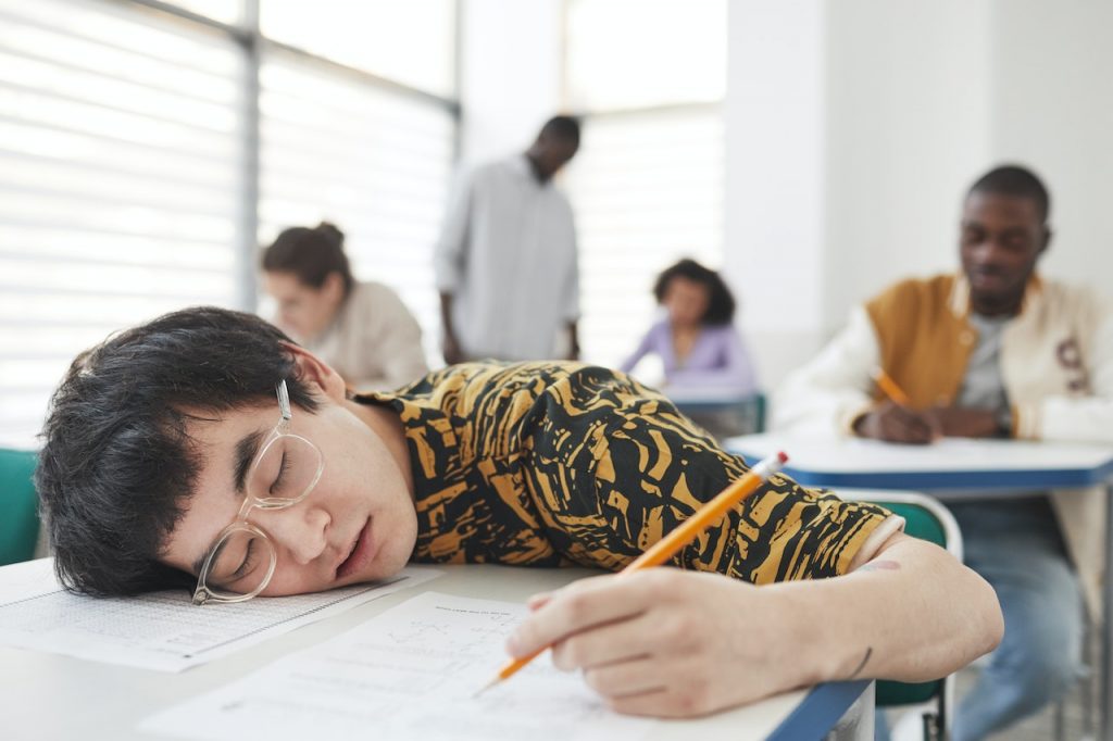 falling asleep in class