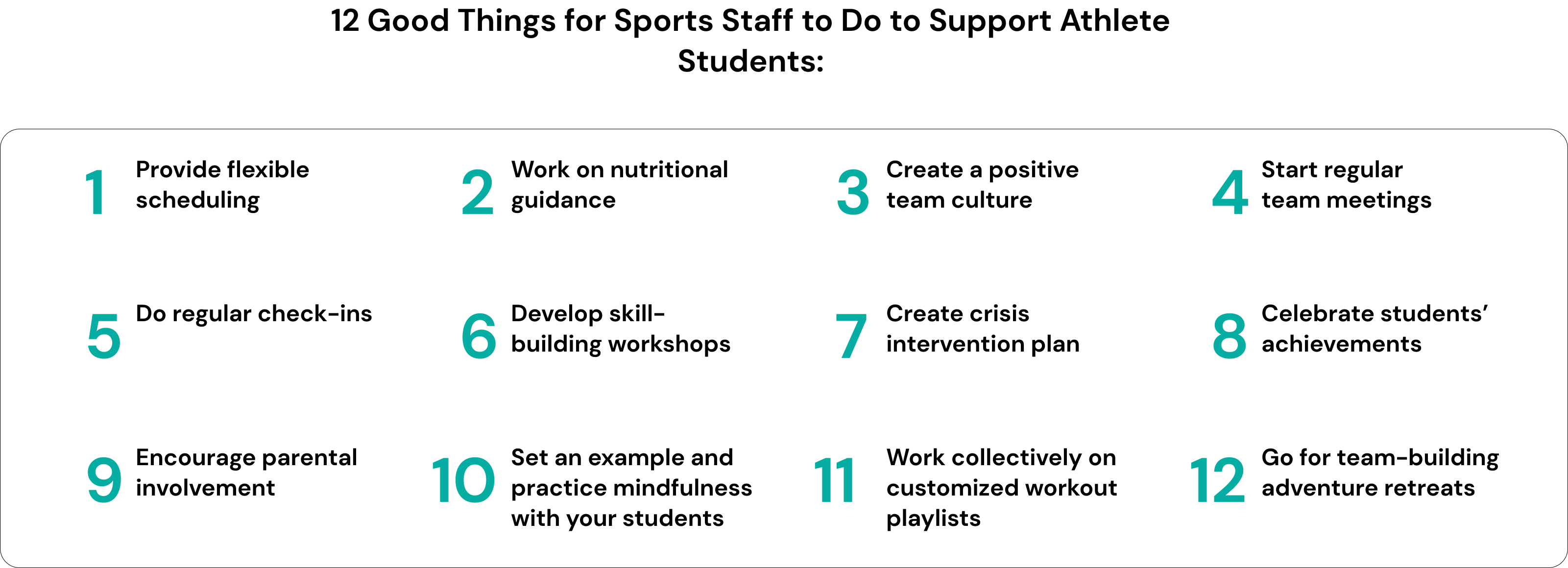 12 Good Things for Sports Staff to Do to Support Athlete Students