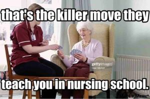 Funny nurses playing cards