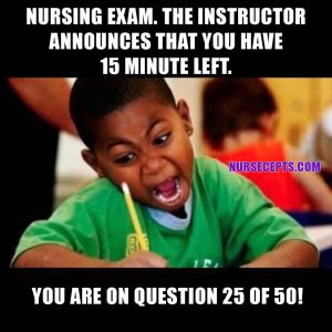 Memes about nursing school exam