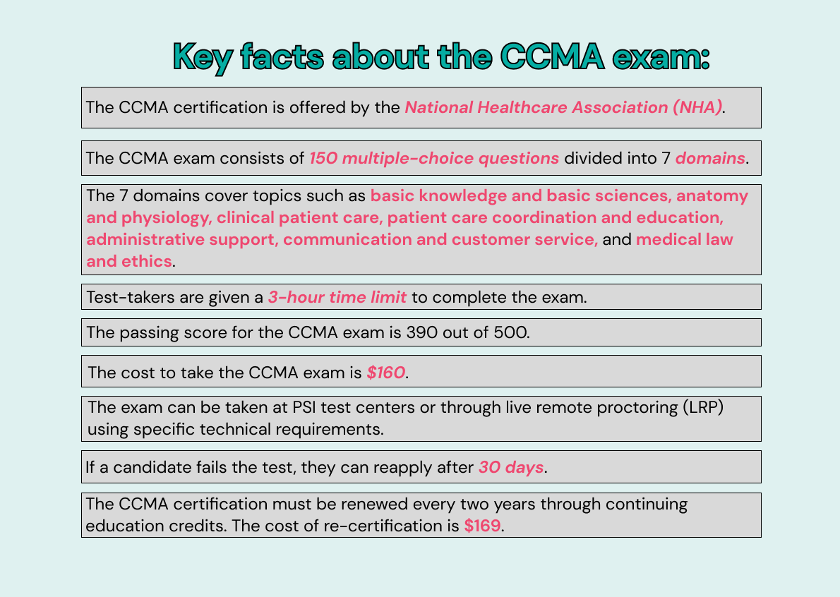 CCMA exam facts