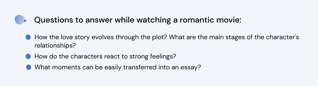 Movie Questions for the Essay about Love