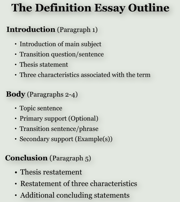 definition essay outline