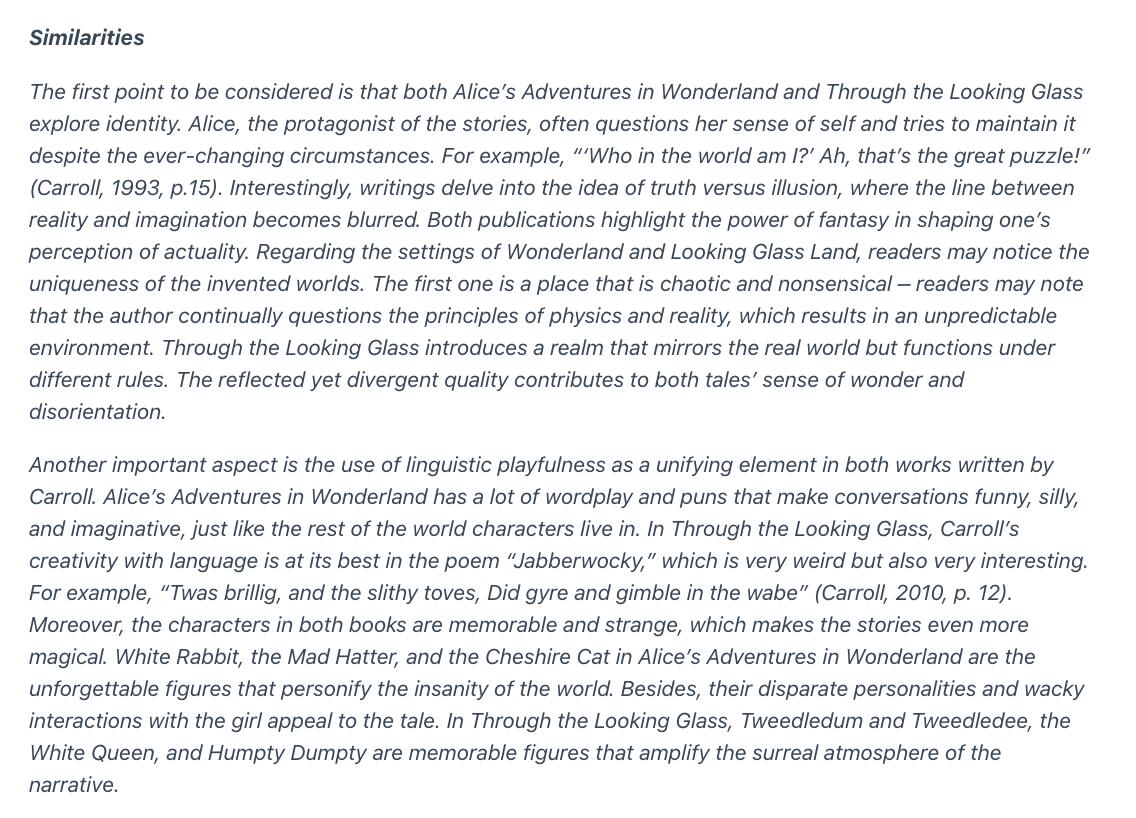 Similarities and Differences between “Alice’s Adventures in Wonderland” and “Through the Looking Glass”